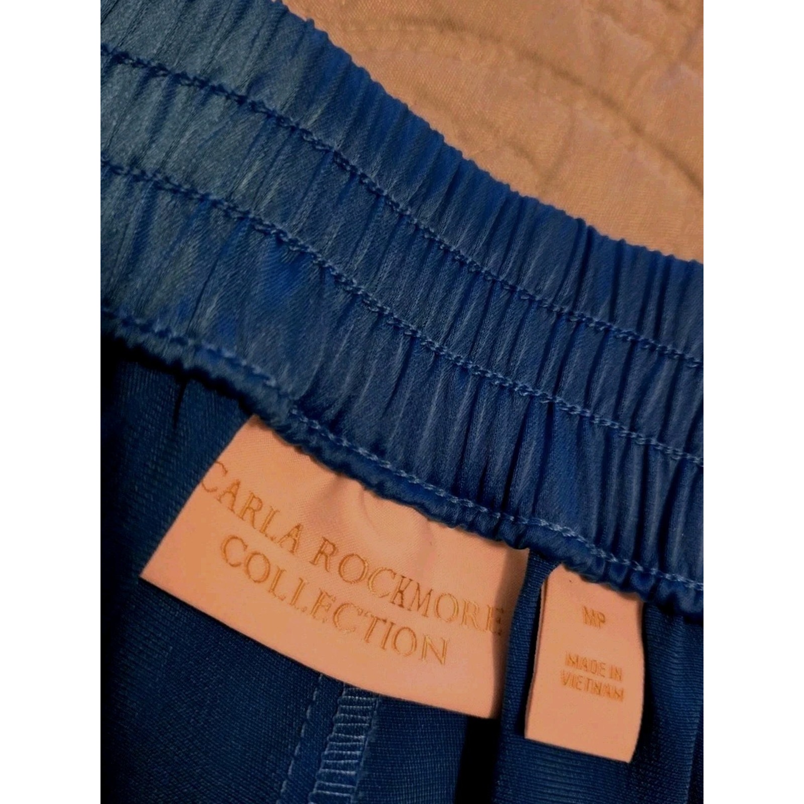 Carla Rockmore Petite M Turquoise Blue Wide Leg Pull On Satin Pant A693745 Nwot — image 6 of 8